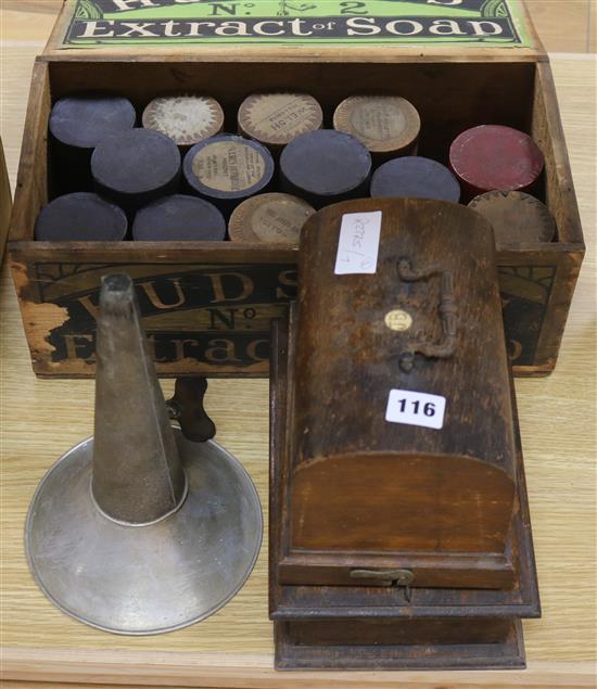 An Edison phonograph (gem) and phonograph rolls